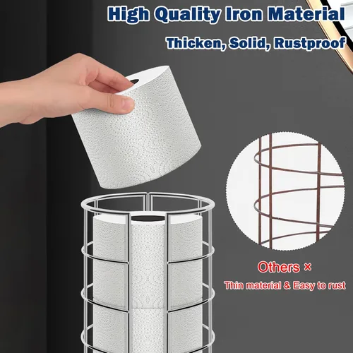 Miniatura 4 de NearMoon soporte organizador de papel higiénico, soporte independiente para 3 rollos de almacenamiento de tisú, accesorio de baño de metal, soporte
