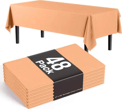 Miniatura 23 de Exquisite Manteles negros para mesas rectangulares, paquete de 48 manteles de plástico desechables de 54 x 108 pulgadas, manteles rectangulares