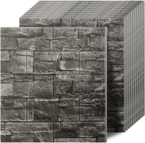 Miniatura 13 de Paneles de pared 3D para despegar y pegar en piedra roja y blanca, 10 piezas de papel tapiz 3D de piedra de espuma XPE, paneles de pared de ladrillo