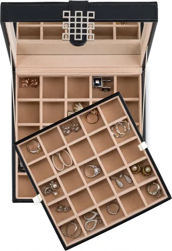 Miniatura 8 de Caja organizadora clásica con 50 compartimientos para joyería: para aretes, anillos, brazaletes o collares
