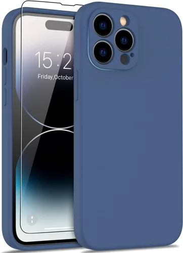 Miniatura 13 de DEENAKIN Funda compatible con iPhone 14 Plus con protector de pantalla, funda mejorada para cámara, goma de gel de silicona suave probada contra