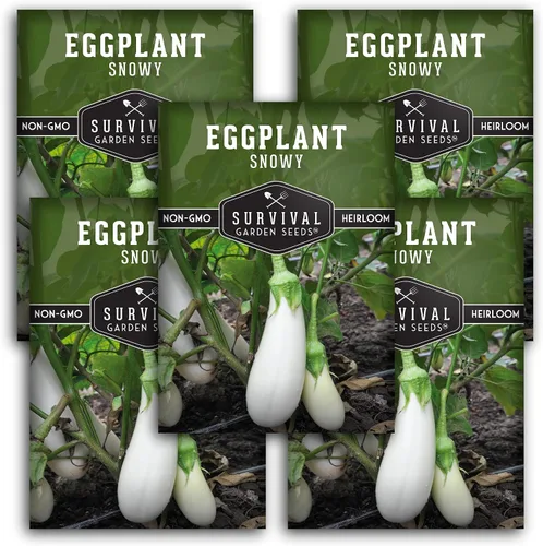 Miniatura 10 de Semillas de berenjena nevada para plantar, berenjena blanca con sabor dulce suave para jardines, contenedores y cultivo de patio, semillas de jardín