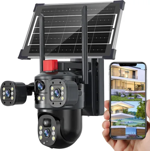 Miniatura 18 de KEPEAK Solar Security Camera Outdoor Wireless, Triple Lens PTZ Camera, 360° Pan Tilt, Color Night Vision, PIR Motion Detection, Two-Way Audio