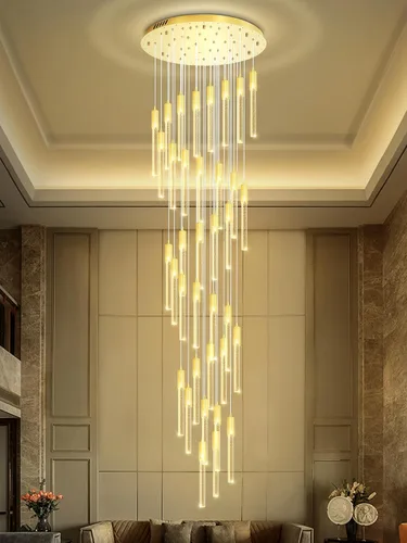 Miniatura 14 de Flashing God Candelabro LED moderno, 10 luces negras regulables, lámpara colgante con control remoto de techo alto para escalera, sala de estar