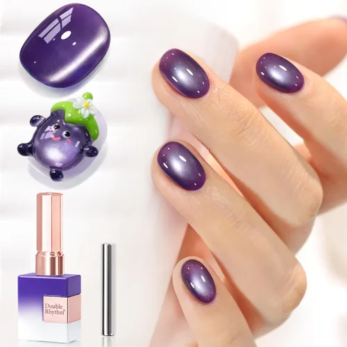 Miniatura 14 de Double Rhythm Esmalte de gel Jelly Glass de ojo de gato con imán, 0.5 onzas líquidas, brillo holográfico, brillante, translúcido