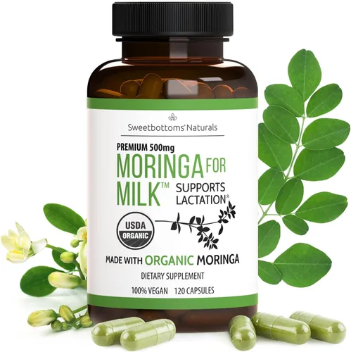 Suplemento de lactancia - Cápsulas de moringa orgánica para apoyo a la lactancia materna para aumentar el suministro de leche materna (120 unidades)