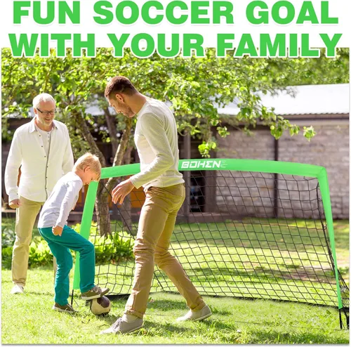 Miniatura 8 de BOHEN 9x5 FT Kids Soccer Goals with Carry Bag, Portable Folding Soccer Net for Backyard Training, Indoor/Outdoor Use for Youth and Adult Verde