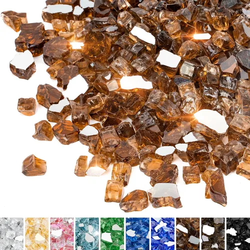 Miniatura 16 de Mr. Fireglass Vidrio de fuego reflectante mezclado de 10 libras para fogata, chimenea y paisajismo, rocas de vidrio de fuego de colores mezclados