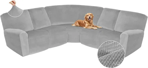Miniatura 409 de Arfntevss Fundas de sofá seccional reclinable de terciopelo, Funda de sofá seccional de esquina para sofá reclinable, Funda elástica suave
