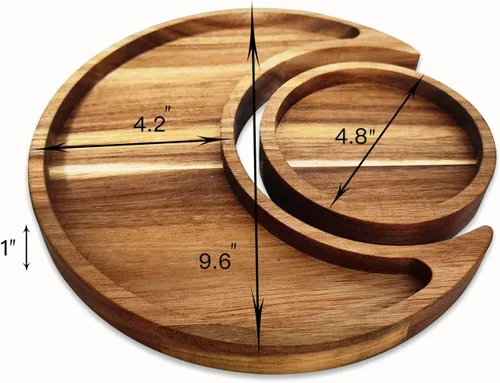 Miniatura 6 de Bandeja de luna de madera de acaica para piedras curativas, almacenamiento y organizador de cristales curativos, cuenco creciente para exhibición