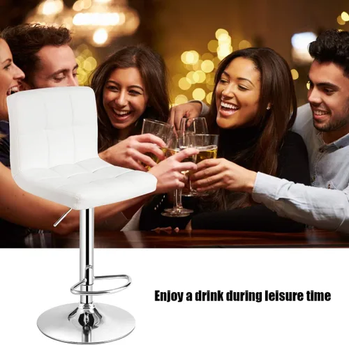 Miniatura 7 de Juego de 2 sillas de bar, taburetes de bar modernos giratorios ajustables sin brazos, altura de mostrador, taburetes de bar de piel sintética