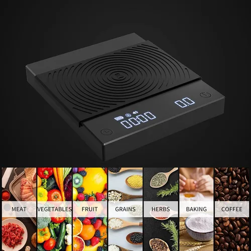 Miniatura 9 de Báscula de Café TIMEMORE Basic 2.0, Báscula Electrónica de Espresso con Temporizador, 2000 Gramos y Tasa de Flujo de Agua con Función de Negro