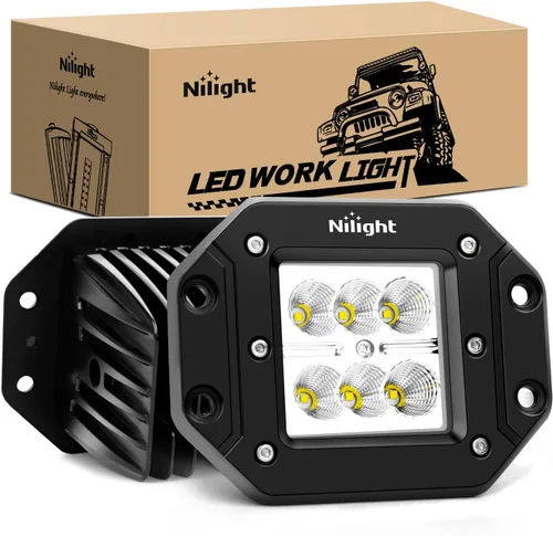 Nilight - NI23C-18W 2 piezas de 18 W de luz LED de inundación para trabajo, luces de conducción, barra de luz LED, luces LED todoterreno, montaje