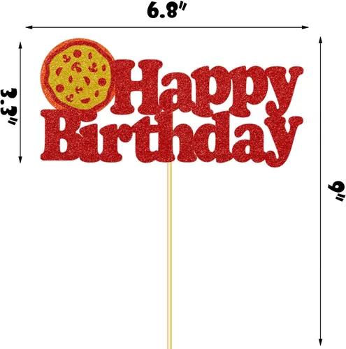 Miniatura 3 de Decoración para tartas de cumpleaños con purpurina de Italia Comida/Pizza Festival/I Love Pizza/Pizza Time/Pizzaria/Pizzaria Temática Feliz