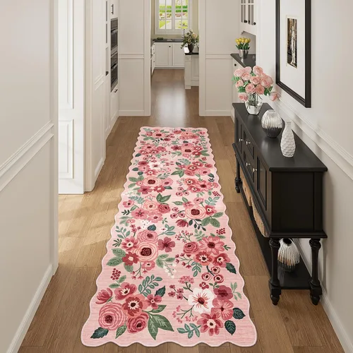 Miniatura 198 de DUKINO Alfombra de área de 6 x 9 pies, alfombra floral para sala de estar, ligera, antideslizante, lavable, alfombra de interior de pelo bajo