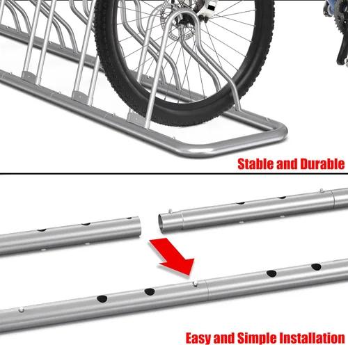 Miniatura 3 de Simple Houseware - Soporte de almacenamiento ajustable para 5 bicicletas, aparcamiento para suelo, color negro