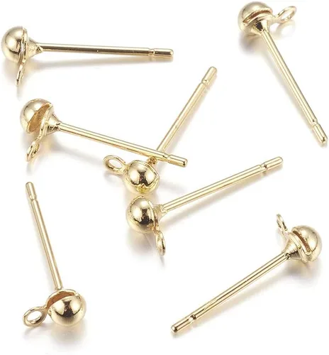 Miniatura 15 de Craftdady 40 aretes redondos de acero inoxidable de 0.669 x 0.354 in con lazo de 0.039 in para hacer joyas de aretes