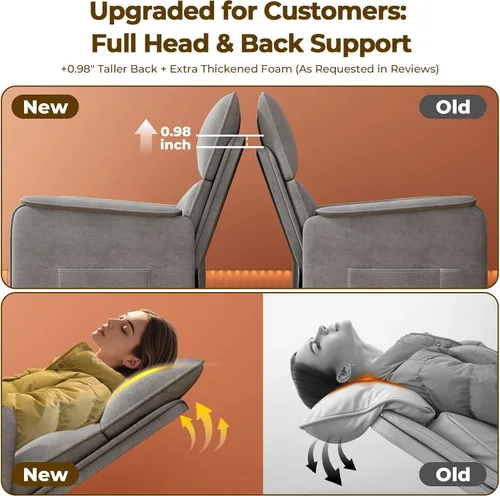 Miniatura 8 de Sillón reclinable, reclinable eléctrico de felpilla ajustable con control remoto y respaldo acolchado, asiento de sofá reclinable de cine en casa