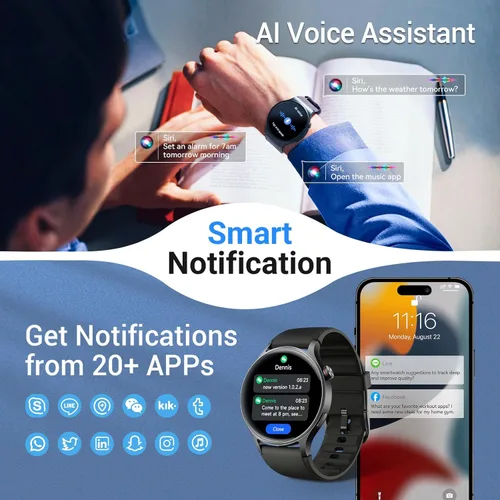 Miniatura 5 de Fitpolo Reloj inteligente para hombres y mujeres, pantalla táctil AMOLED de 1.3 pulgadas, rastreador de fitness, hacer/responder llamadas, monitor