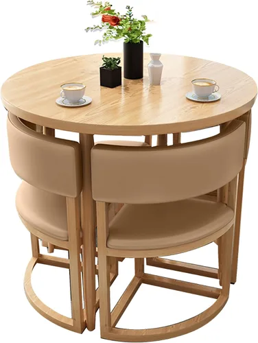 Miniatura 23 de Mesa de cocina y sillas para 4, juego de mesa redonda de comedor para 4, negociación de conferencias pequeñas, 1 mesa y 4 sillas, mesas de café