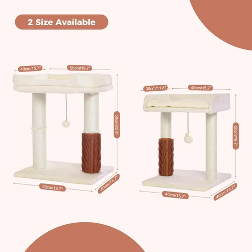 Miniatura 2 de Torre de árbol para gatos grandes, poste rascador para gatos con auto peluquero para gatos, cama superior de 20 x 15.7 pulgadas de ancho, poste Beige