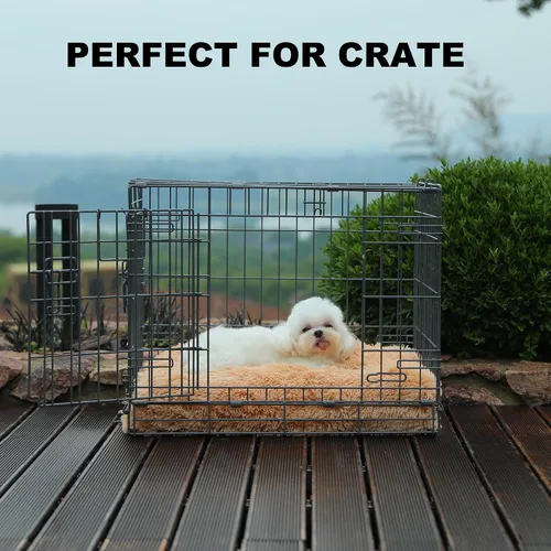 Miniatura 3 de Bedfolks Cama Impermeable para Jaula de Perro, Cama de Felpa para Perros con Funda Lavable Extraíble, Almohadón de Jaula de Perro de Piel Sintética
