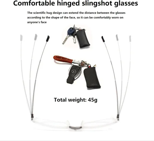 Miniatura 5 de Viseng Gafas de lectura plegables con luz anti-azul para hombres y mujeres con varilla telescópica portátil moda ultra ligera funda de cuero +3.5
