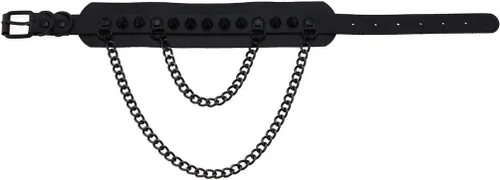 Miniatura 5 de FM FM42 Gargantilla unisex multicolor de piel sintética con remaches en tono negro con picos de 2 capas