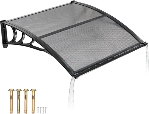 Miniatura 10 de VEVOR Toldo para puerta de entrada, toldo de puerta de ventana de 24 x 24 pulgadas con drenaje y soporte de ABS, cubierta de policarbonato