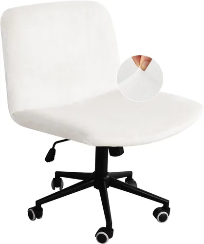 Miniatura 10 de NICEEC Funda para silla cruzada sin brazos, para oficina, dormitorio, escritorio, tocador, computadora, respaldo medio, asiento ancho sin protector