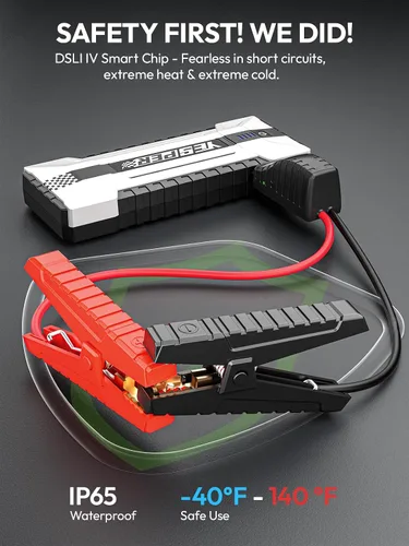 Miniatura 5 de YESPER Arrancador de batería portátil, caja de salto de 3000 A para automóvil de 12 V (hasta 10 L de gasolina/8 L motor diésel), cables de puente
