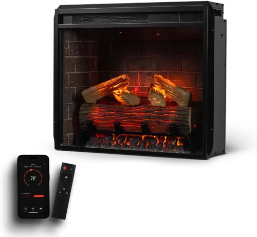 Modern Ember Uptown - Inserto de chimenea eléctrica inteligente de 23 pulgadas, compatible con Alexa/WiFi, incluye control remoto, calentador