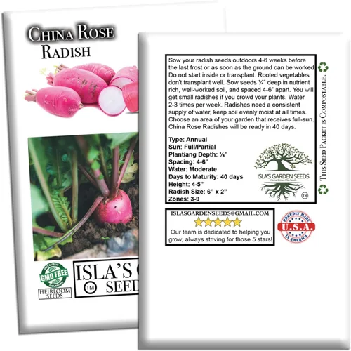 Miniatura 6 de Semillas de rábano rosa rosa de China para plantar, más de 125 semillas de reliquia por paquete, semillas de jardín de Isla