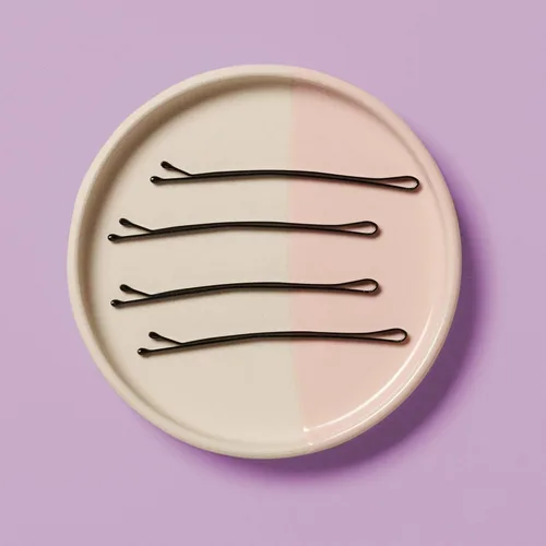 Miniatura 4 de Diane Horquillas para el cabello para mujer, grandes de 2.5 pulgadas, color negro, diseño plano curvado con puntas de bola, D428 - 40