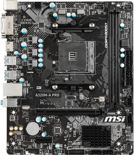 Miniatura 2 de MSI ProSeries AMD A320 1ª, 2ª y 3ª generación Cumple con Ryzen AM4 DDR4 HDMI DVI USB 3 Micro-ATX Placa base (A320M-A PRO)