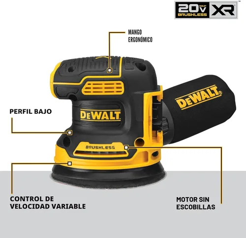 Miniatura 2 de DEWALT - Lijadora orbital de 20 V MAX, solo herramienta (DCW210B)