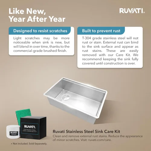 Miniatura 8 de Ruvati - RVH8570 - Fregadero de cocina calibre 16 de 27 in con estación de trabajo, drenaje desplazado y superficie inferior inclinada
