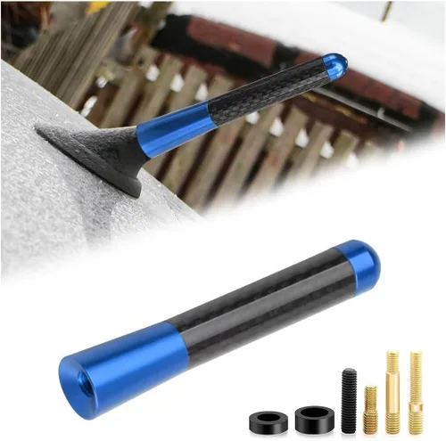 Miniatura 7 de Antena corta para automóvil, antena de radio de aleación de aluminio rechoncha de 1.37 pulgadas con tornillos y juntas de goma, mini antena aérea