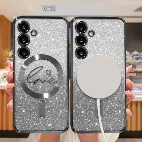 Miniatura 135 de ZONRW - Funda para Samsung Galaxy S22 Ultra magnética, para mujeres y niñas, cubierta trasera suave, lujosa, con corazón de amor, bling, degradado