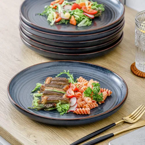 Miniatura 3 de HVH Juego de 6 platos de porcelana de 10.25 pulgadas, juego de platos de cerámica grandes para cena, ensalada, postre, platos de cerámica y platos