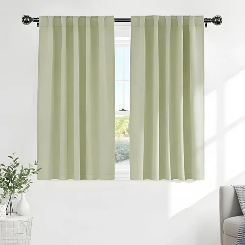 Miniatura 113 de PONY DANCE Cortinas cortas con aislamiento térmico para ventana pequeña, para guardería, baño, cocina, lavandería, caravana, sótano, 29 pulgadas