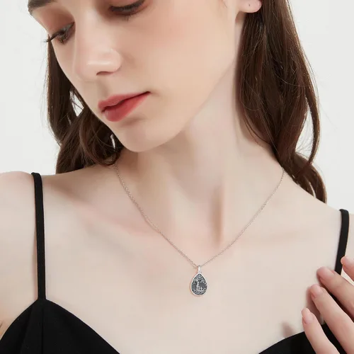 Miniatura 70 de Collar con colgante de urna de cenizas de cremación y árbol de la vida para mujer, plata de ley US1