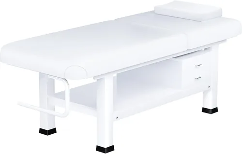 Mesa de masaje estacionaria con espuma viscoelástica, mesa de tatuaje de masaje con altura ajustable, cama facial para esteticista, piel sintética