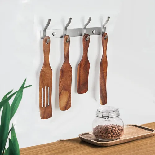 Miniatura 11 de Ganchos de pared negros, perchero de pared de 30 cm con 4 ganchos, ganchos de pared resistentes para colgar mochila, bolso, cartera, ropa, sombrero
