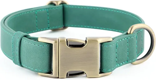 Miniatura 15 de Collar de cuero genuino para perro Plutus Pet – Collar ajustable para mascotas con hebilla de metal de liberación rápida, cuero suave y auténtico