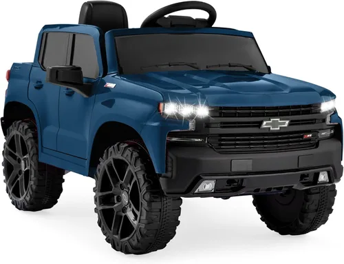 Best Choice Products Camioneta Chevrolet Silverado con licencia de 12 V para montar, juguete de auto eléctrico con control remoto para padres, Azul