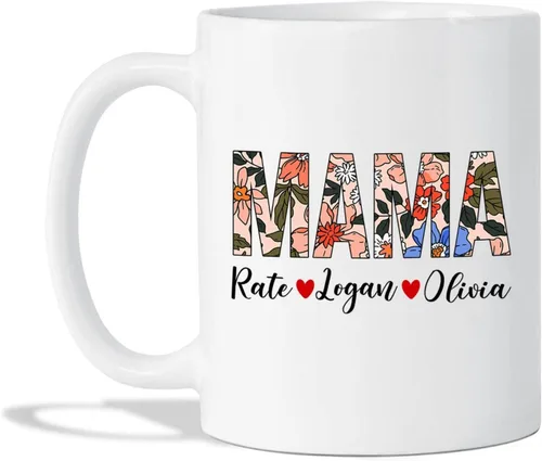 Miniatura 22 de Tazas de té personalizadas para mamá y 3 niños, tazas de café personalizadas para mamá, regalos para madre, taza madre personalizada con nombres