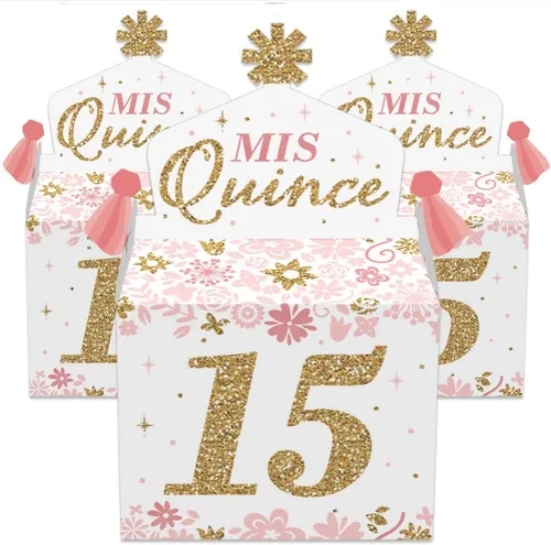 Miniatura 2 de Big Dot of Happiness Mis Quince Anos - Caja de golosinas para fiestas - Quinceañera Sweet 15 Birthday Party Goodie Gable Boxes - Juego de 12