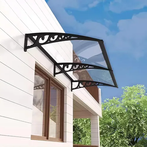 Miniatura 6 de Toldo para ventana y puerta con soporte de acero plástico, toldo para patio de puerta delantera al aire libre, transparente - 60x60cm/24x24in