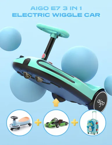 Miniatura 2 de Coche eléctrico oscilante aigo - Coche eléctrico de 21.6V para niños con pedal y asa de tracción, coche oscilante de 3 velocidades, coche de Azul